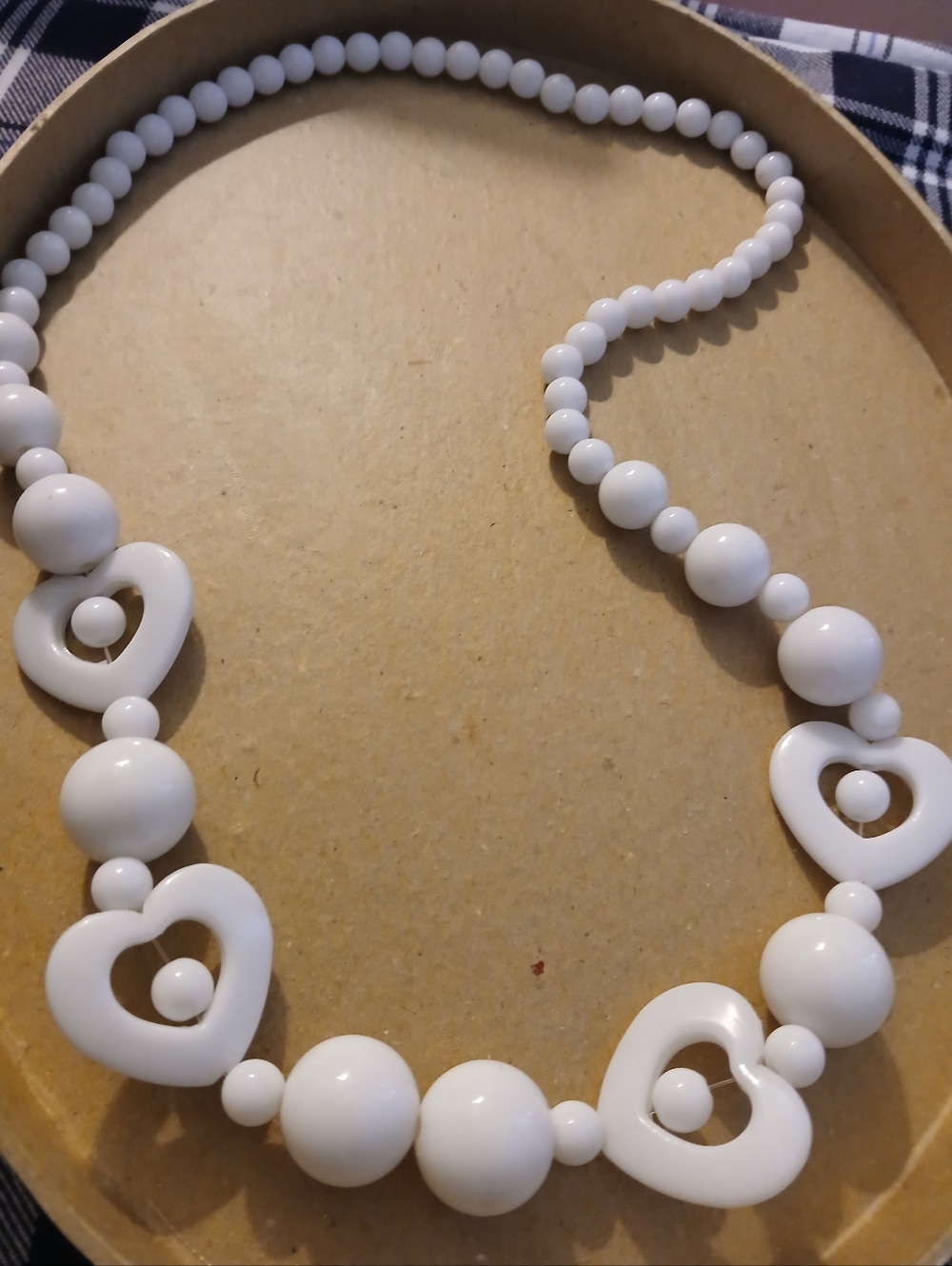 Vintage Heart Acrylic Bead Necklace